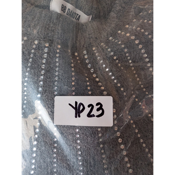 BB Dakota If You Fancy Gray Embellished Fringe Sweater XS Sparkle Western Glam - Picture 12 of 15